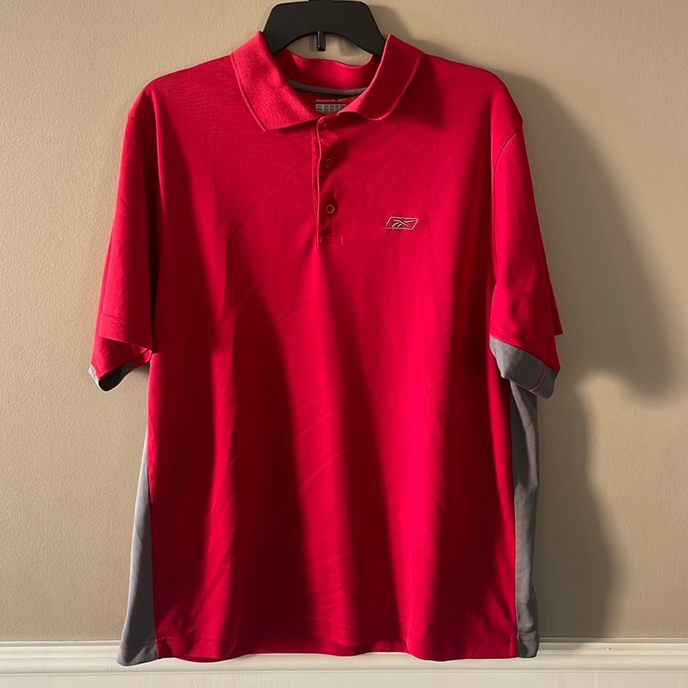 Reebok Red and Gray Polo